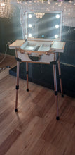 Load image into Gallery viewer, "Vanity Cases" White & Rose Gold with Legs and Bluetooth Speakers