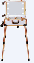 Load image into Gallery viewer, "Vanity Cases" White & Rose Gold with Legs and Bluetooth Speakers