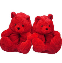 Load image into Gallery viewer, "Plush Teddy Bear" Slippers Shoes (Red)(One Size fit All)