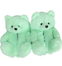 Load image into Gallery viewer, "Plush Teddy Bear" Slippers Shoes (Mint Light Green)(One Size fit All)