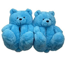 Load image into Gallery viewer, "Plush Teddy Bear" Slippers Shoes (Blue)(One Size fit All)