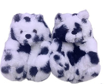 Load image into Gallery viewer, &quot;Plush Teddy Bear&quot; Slippers Shoes (Black &amp; White)(One Size fit All)
