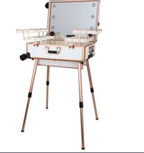 Load image into Gallery viewer, "Vanity Cases" White & Rose Gold with Legs and Bluetooth Speakers