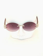 Load image into Gallery viewer, "Dondada'" (black faded lens with Dark brown wood templates arms)sunglasses/glasses
