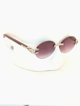 Load image into Gallery viewer, "Dondada'" (black faded lens with Dark brown wood templates arms)sunglasses/glasses
