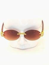 Load image into Gallery viewer, "Dondada" (Brown lens, gold with dark brown templates wood arms) sunglasses/glasses
