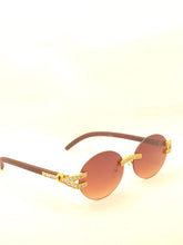 Load image into Gallery viewer, "Dondada" (Brown lens, gold with dark brown templates wood arms) sunglasses/glasses
