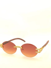 Load image into Gallery viewer, "Dondada" (Brown lens, gold with dark brown templates wood arms) sunglasses/glasses
