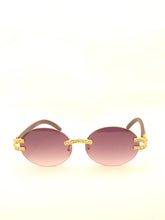Load image into Gallery viewer, "Dondada'" (mulberry black tent with dark brown wood templates arms) sunglasses/glasses
