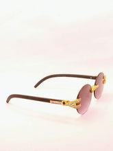 Load image into Gallery viewer, "Dondada'" (mulberry black tent with dark brown wood templates arms) sunglasses/glasses
