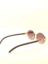 Load image into Gallery viewer, "Dondada'" (mulberry black tent with dark brown wood templates arms) sunglasses/glasses

