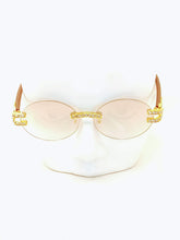 Load image into Gallery viewer, "Da Don" (Clear lens,Gold with Brown wood) Sunglasses/glasses
