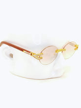 Load image into Gallery viewer, "Da Don" (Clear lens,Gold with Brown wood) Sunglasses/glasses
