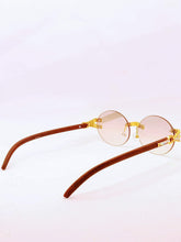 Load image into Gallery viewer, "Da Don" (Clear lens,Gold with Brown wood) Sunglasses/glasses
