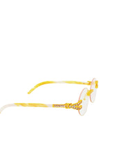 Load image into Gallery viewer, "DA Don" (Clear lens, Gold with marble templates arms)sunglasses/ glasses
