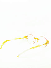 Load image into Gallery viewer, "DA Don" (Clear lens, Gold with marble templates arms)sunglasses/ glasses
