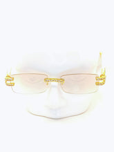 Load image into Gallery viewer, "Cheddar$" (gold clear/smoke lens with marble templates arms) sunglasses/glasses

