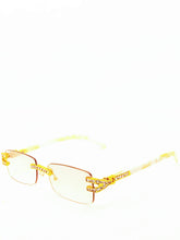 Load image into Gallery viewer, "Cheddar$" (gold clear/smoke lens with marble templates arms) sunglasses/glasses

