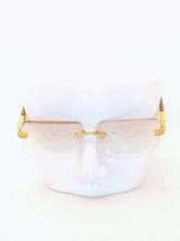 Load image into Gallery viewer, "A'Milli" ( Large clear smoke lens with gold &amp; brown wood templates arms)sunglasses/glasses
