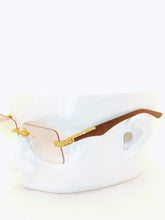 Load image into Gallery viewer, "A'Milli" ( Large clear smoke lens with gold &amp; brown wood templates arms)sunglasses/glasses
