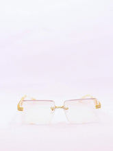 Load image into Gallery viewer, "A'Milli" (clear smoke lens , gold with tan marble templates arms) sunglasses/ glasses
