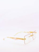 Load image into Gallery viewer, "A'Milli" (clear smoke lens , gold with tan marble templates arms) sunglasses/ glasses
