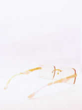 Load image into Gallery viewer, "A'Milli" (clear smoke lens , gold with tan marble templates arms) sunglasses/ glasses
