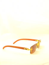 Load image into Gallery viewer, "KING" Brown light tented lens,gold with light brown wood
