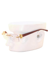 Load image into Gallery viewer, "DonJuan' " Clear lens, Gold with Brown wood arms
