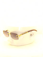 Load image into Gallery viewer, "Corleone'" Black smoke tented lens with brown wood arms
