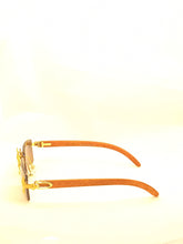 Load image into Gallery viewer, "KING" Brown light tented lens,gold with light brown wood
