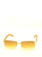Load image into Gallery viewer, "Carter" Light Brown lens,Gold with light brown wood arms

