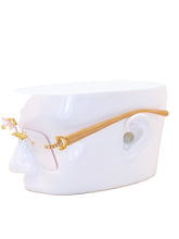 Load image into Gallery viewer, "Alexander" Clear lens, gold with sand brown wood arms
