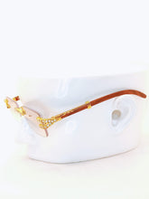 Load image into Gallery viewer, "Royalty" Clear lens with gold and brown wood arms

