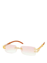 Load image into Gallery viewer, "Royalty" Clear lens with gold and brown wood arms
