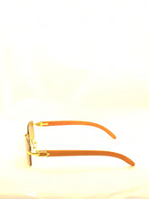 Load image into Gallery viewer, "Carter" Light Brown lens,Gold with light brown wood arms
