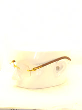 Load image into Gallery viewer, "Cartii" Clear lens,gold with brown wood arms
