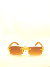 Load image into Gallery viewer, "KING" Brown light tented lens,gold with light brown wood
