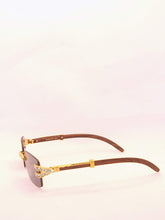 Load image into Gallery viewer, "Suave'" Black lens, gold with brown wood arms

