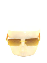 Load image into Gallery viewer, "Carter" Light Brown lens,Gold with light brown wood arms
