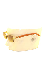 Load image into Gallery viewer, "Carter" Light Brown lens,Gold with light brown wood arms
