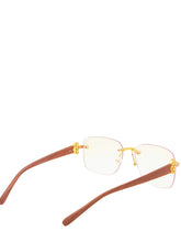Load image into Gallery viewer, "Alexander" large Clear lens, Gold with Brown wood arms
