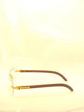 Load image into Gallery viewer, "Cartii" Clear lens,gold with brown wood arms
