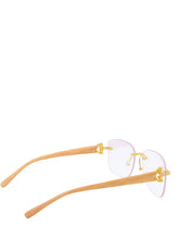 Load image into Gallery viewer, "Alexander" Clear lens, gold with sand brown wood arms
