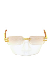 Load image into Gallery viewer, "Royalty" Clear lens with gold and brown wood arms
