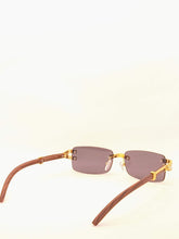 Load image into Gallery viewer, "Suave'" Black lens, gold with brown wood arms
