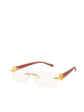 Load image into Gallery viewer, "DonJuan' " Clear lens, Gold with Brown wood arms
