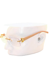 Load image into Gallery viewer, "DonJuan'" Clear lens, Gold with sand Brown wood arms
