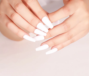 "Ballerina" Style medium Nails "Classic White "