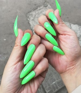 "Extra Long Soft Gel Stiletto Nails " Style "Neon Green"